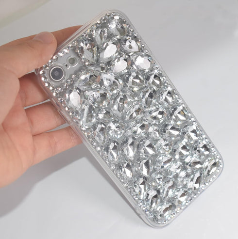 TPU Soft 3D Heavy Duty Case for iPhone SE 2020/iPhone 8/iPhone 7, Stunning Stones Crystal Rhinestone Glitter Cover