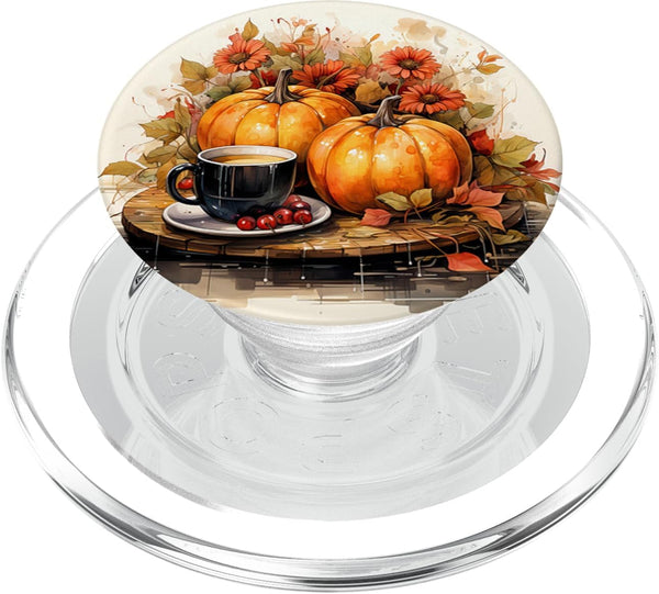 Pumpkin Spice Latte Fall Leaves Holidays PopSockets MagSafe PopGrip for iPhone