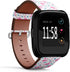 Compatible with Fitbit Versa, Versa 2, Versa LITE - Quick Release Leather Wristband Bracelet Replacement Accessory Band - Flamingo Birds Flowers
