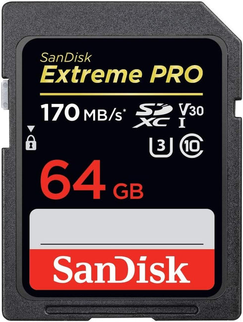 SanDisk Extreme Pro 64GB SDXC Card for Canon EOS R6, R5 Camera Class 10 (SDSDXXY-064G-GN4IN) Bundle with Reader