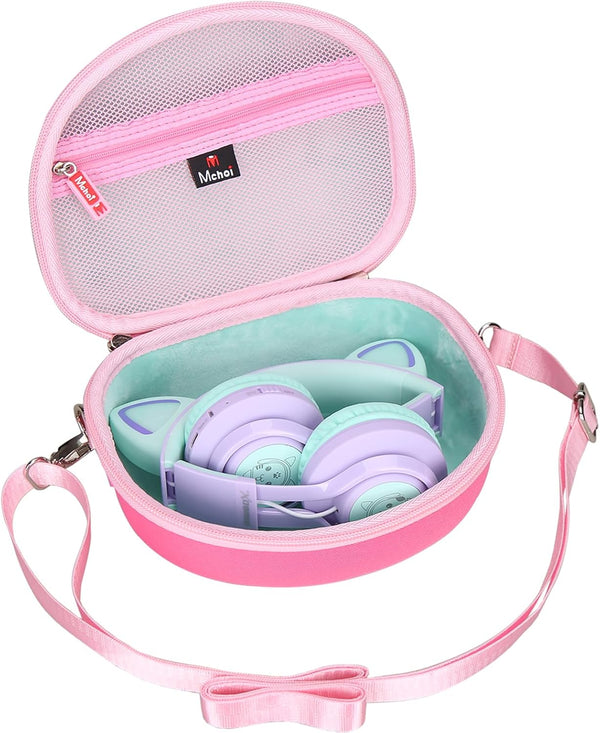 Mchoi Hard Carrying Case for Riwbox CT-7 Pink, Jack CT-7S Cat Green, iClever IC-HS01 Bluetooth Headphones