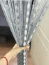 Flat Silver Ribbon Thread Door String Curtain with Shaggy Tassel Room Divider, 39’’x79’’ (Grey-style2)