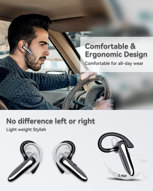 Bluetooth Headset, Wireless Earpiece with Bluetooth 5.0, Hands-Free Earphones, 8 Hrs Playtime, Compatible with iPhone