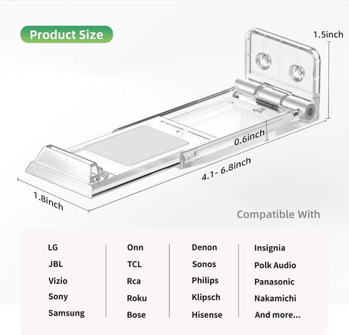 ELETIUO 3.5-6.1,Hold 30 Lbs,Soundbar Soundbar Wall Mount Bracket for Samsung, LG, Sony, JBL, Vizio, Sonos and More