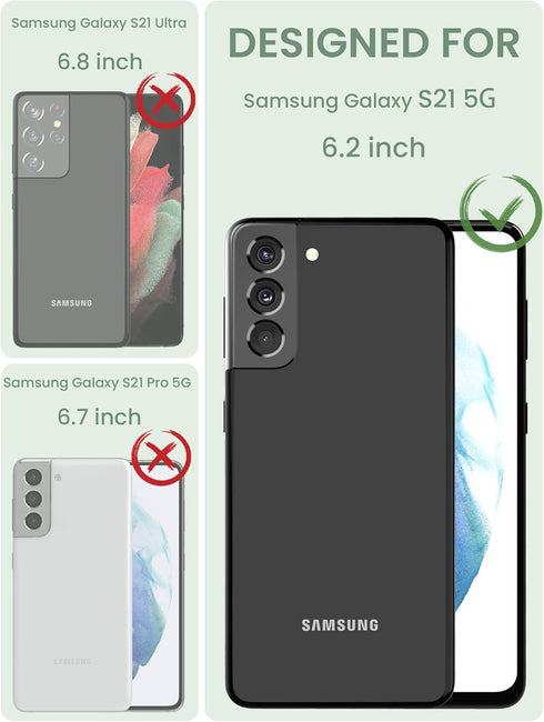 Dretal for Samsung Galaxy S21 5G Case Floral, Military Grade Drop Tested Hard Back & Soft Edge Slim Flower Women Girls Phone Protective Cover + Tempered Glass Screen Protector for Galaxy S21(Green