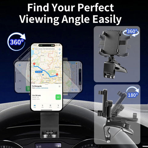 YUHENG Visor,360 17 37 Car Phone Holder Mount for Dashboard Rearview Mirror Sun Rotation & Strong Grip,Universal