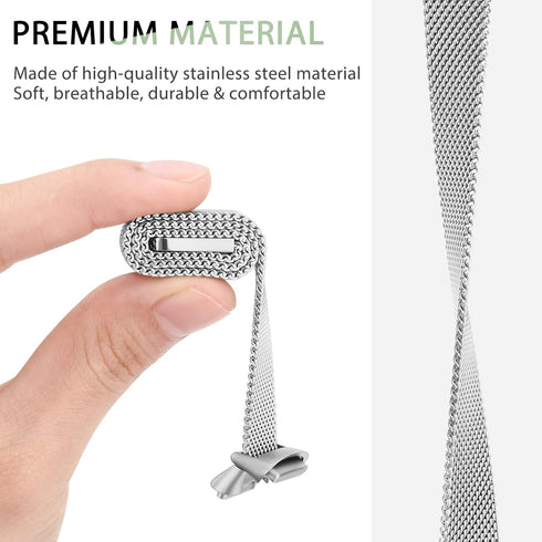 Vanjua Metal Band for Fitbit Luxe - Adjustable Stainless Steel Mesh Loop Replacement Strap for Women Men