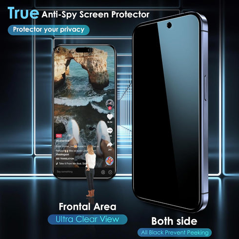 YMHML 2 Pack 15 16 15 for iPhone Pro/iPhone / iPhone Privacy Screen Protector Tempered Glass, Anti Spy Case Friendly