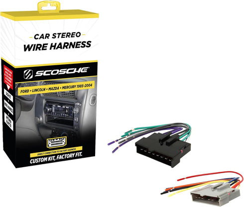 Scosche FD02B Stereo Wiring Harness Compatible with Select Non-Amplified 1985-2004 Ford, Lincoln,