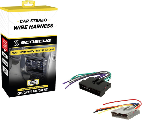 Scosche FD02B Stereo Wiring Harness Compatible with Select Non-Amplified 1985-2004 Ford, Lincoln,