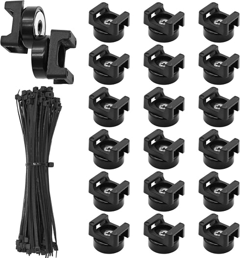 WGYKLRL 20Pcs Magnetic Zip Tie Mount and 100 Nylon Cable Ties, Magnetic Cable