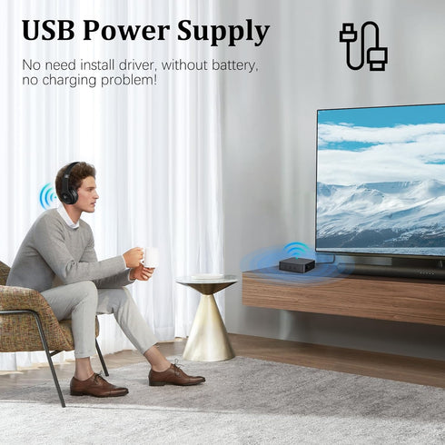 Optical Bluetooth 5.0 Transmitter Receiver for TV to Headphones, Low Latency Wireless Audio Adapter with Volume Control