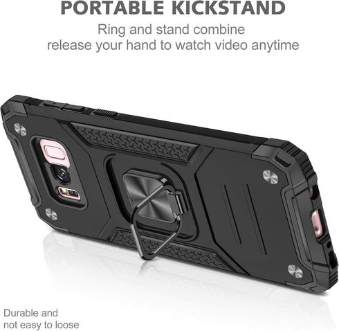YmhxcY Galaxy S8 Armor Grade Case, Non-Slip Hybrid Rugged Phone Case with Rotating Holder Kickstand - KK Black