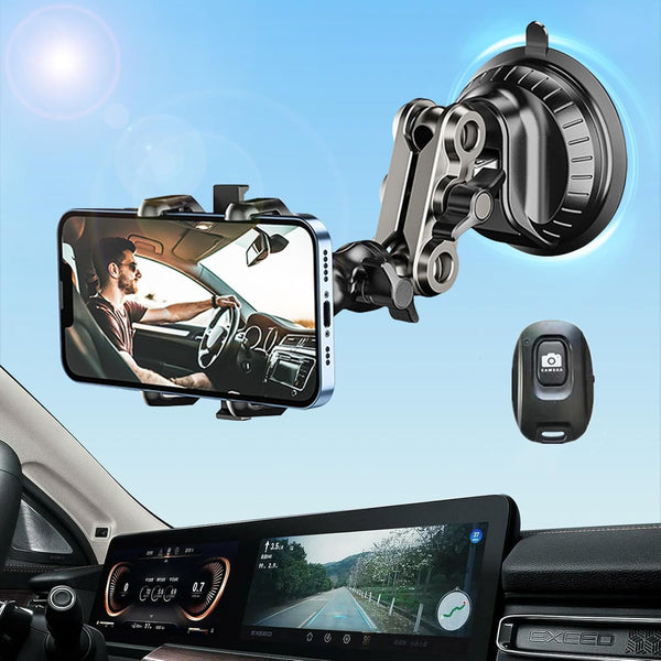 MIOLOE Car Phone Mount Video Recording, Universal 360 Rotating Arm Suction Cup Car