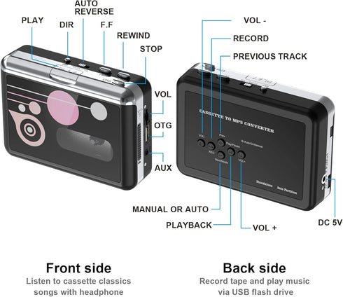 Cassette Cassette MP3 Cassette Mersoco Portable Tape Player, USB to Converter, Audio Music Digital Converter