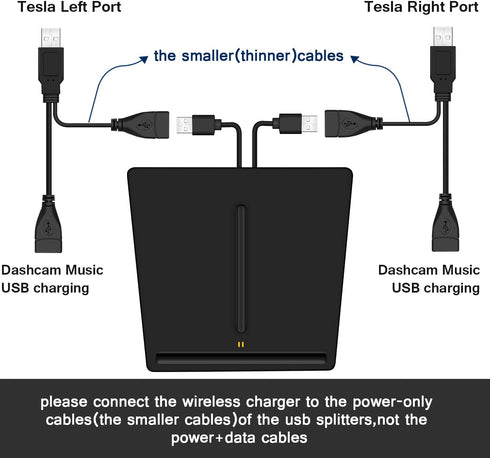 VXDAS Wireless Charger, Dual 10W QI Wireless Phone Charging Pad for Tesla Model 3 Accessories Panel