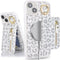 iPhone 14 Case with Card Holder, Wallet for Women, Magsafe Compatible Detachable 2-in-1 for Men-White Leopard