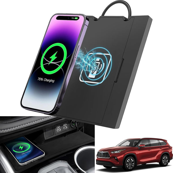 Wireless Charger for 2020-2024 Toyota Highlander - Cell Phone 15W Fast Qi Charging Station Pad Mat fits Highlander