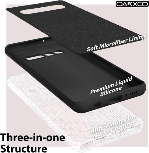 Oakxco Liquid Silicone Grip Phone Case for Samsung Galaxy S10 Plus, Soft Rubber TPU, Black, Slim Protective Cover for