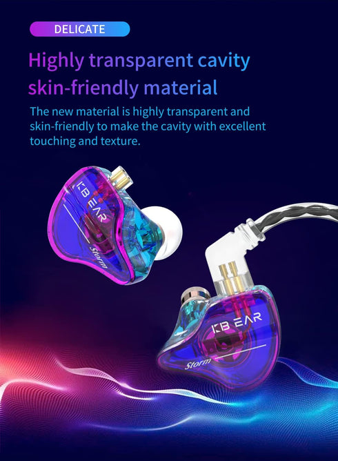 YINYOO KBEAR Storm Professional IEM Earphones for Musicians, Singers & Drummers, Hi-Res Detachable Silver-Plated Cable.