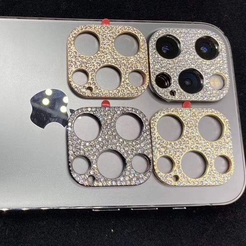 2 Pack Gold Camera Lens Cover Compatible with iPhone 12 Pro Max, 3D Glitter Bling Diamond Sticker Protector