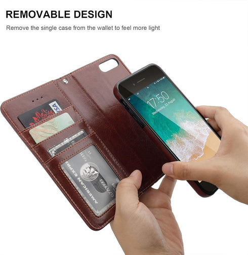 Bocasal for iPhone SE (2022)/SE (2020)/8/7 Wallet Case | Card Holder PU Leather Magnetic Detachable Flip Cover