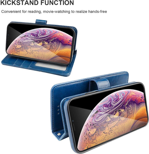 Bocasal Wallet Case for iPhone Xs/X, PU Leather Magnetic Detachable Kickstand Shockproof Cover for iPhone X