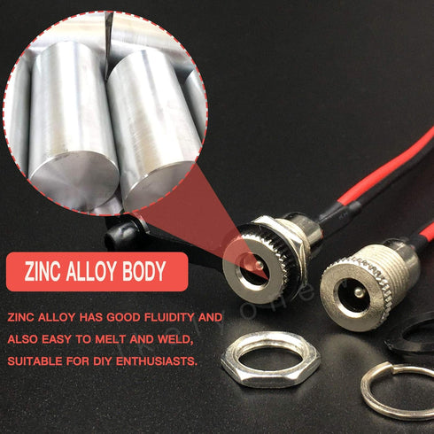 8Pack Female DC Threaded Barrel Jack Panel Adapter 5.5mm x 2.1mm Connector with Dustproof Plug for MP3