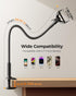 SAIJI 38.6 360 4-7 Gooseneck Phone Holder for Bed Overall Length Flexible Leather Wrapped Arm Overhead Cell Phone Mount