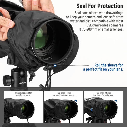 NEEWER Camera Rain Cover, Durable Nylon Raincoat for Canon Sony Nikon DSLR Mirrorless Vlog Camera & Lenses Within 200mm