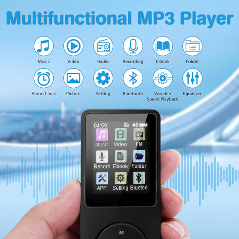 Tarswesi MP3 5.2, 32GB MP3 MP4 B2, 1.8 Player with Bluetooth Portable Music Player with Speaker TFT Color Screen, Voice