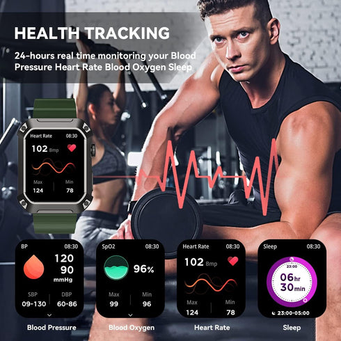 Njord Gear Military Smart Watches for Men, Bluetooth Call, 5ATM Waterproof, Fitness Tracker, Heart Rate Monitor