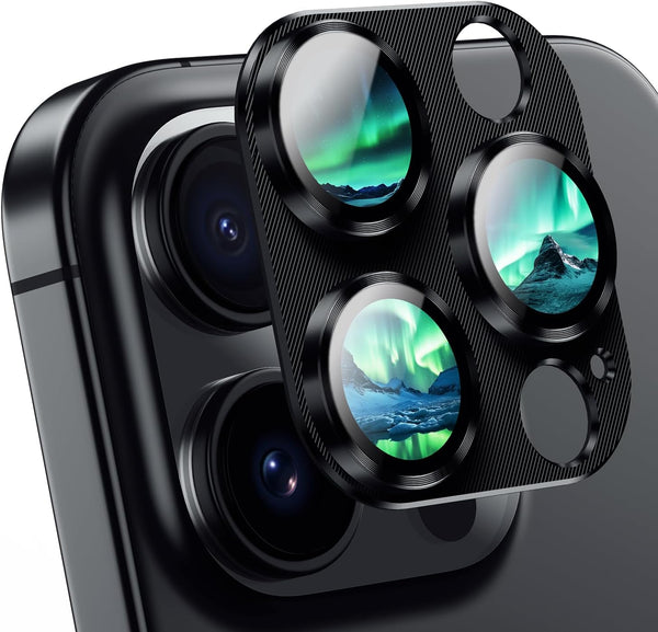 AFARER Camera Lens Protector for iPhone 16 Pro & Pro Max, Shockproof Aluminium Alloy & 9H Tempered Glass - 2PCS
