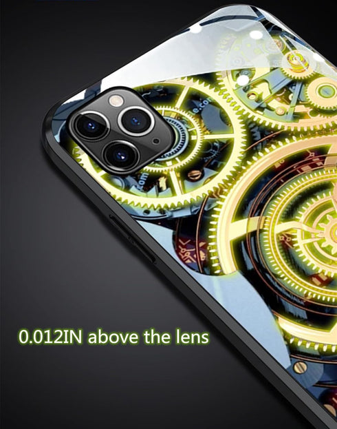 Colorful Glowing Tempered Glass Back Cover Case for iPhone 15 Pro Max, Shockproof for Cool Women and Trendy Men