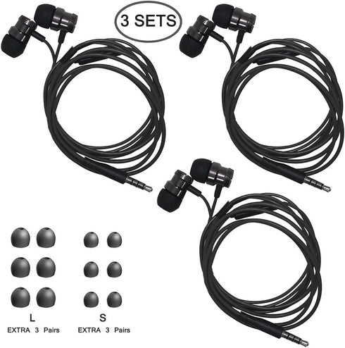 SourceTon 3 Packs Earbud Headphones with Remote & Microphone, in Ear Earphone Stereo Sound Noise Isolating Tangle Free for Smartphones, Laptops, Gaming, Fits All 3.5mm Interface Device