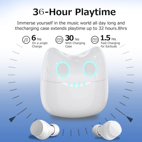 Wireless Earbuds for Kids with Cute Panda Charging Case, Noise Cancelling, Typ-C, 3D Stereo Waterproof Bluetooth Buds,