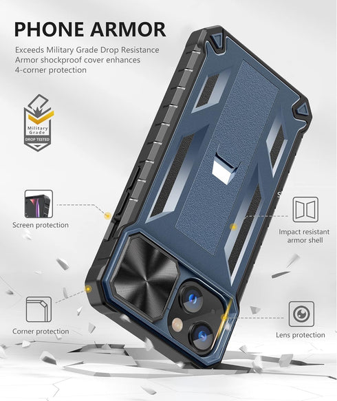 SOiOS for iPhone 16e Case 2025, Shockproof Military Grade Protective Cover with Kickstand for iPhone 13/14