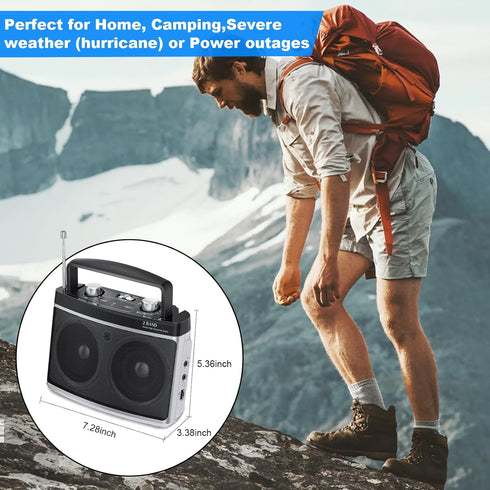 Portable AM FM Radio with Best Reception, Bluetooth Transistor Radio, Wall or Battery Powered, Small Radio for Home,