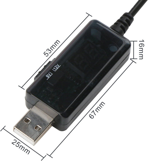 DROK USB to 9V Adapter, 5V to 12V Step Up Converter, USB to 12V DC Power Cable Voltage Regulator 1A