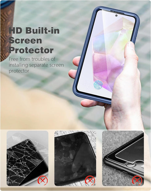 FNTCASE Samsung Galaxy A35-5G Case: Rugged Dual Layer Silicone Cover with Built-in Screen Protector, Slim Shockproof