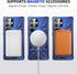 Galaxy S24 Ultra Navy Blue Case: Dual Layer Hard PC Cover with Camera Lens Protector & 360° Ring Holder Stand.