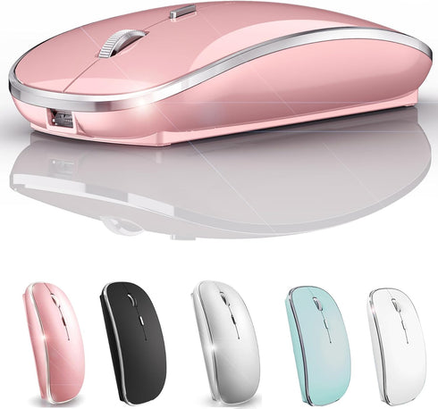 Bluetooth Mouse for iPad Pro, iPad Air, MacBook, Chromebook, Windows PC (Pink)