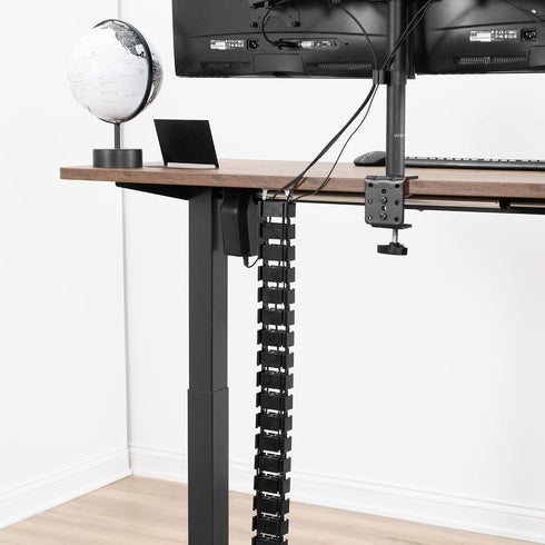 VIVO Vertebrae Cable Management Kit for Desk, Adjustable Quad Entry Wire Organizer, Cable Protection Cover, Black