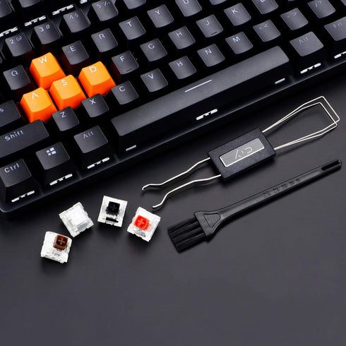 Keycap Puller Switch Puller Stainless Steel Tool with 2 Pcs Keyboard Cleaning Brush for Mechanical Keyboard