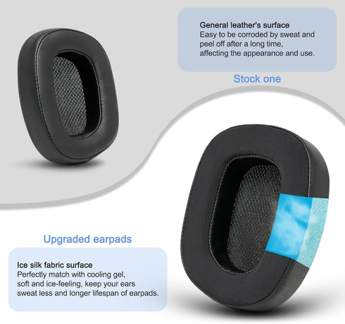 Replacement Ear Pads for Logitech G533 G633 G935, Cooling Gel Ear Cushions for Gaming Headphones (Black)