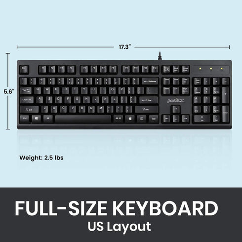 Perixx PERIBOARD-517 Wired Washable USB Keyboard, Certified IP 65 Level, Black, US English Layout