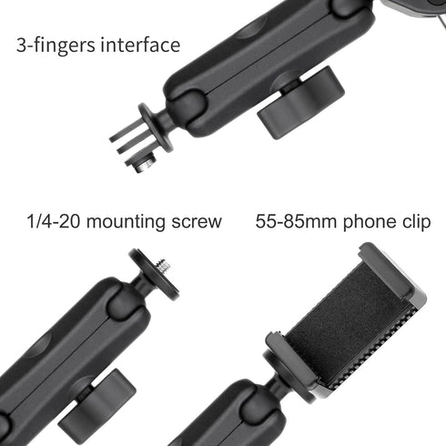 SOONSUN 360 13 12 11 10 9, Insta360, Super Clamp Mount with Dual Ball Heads & Phone Holder, Heavy-Duty Camera Clamp
