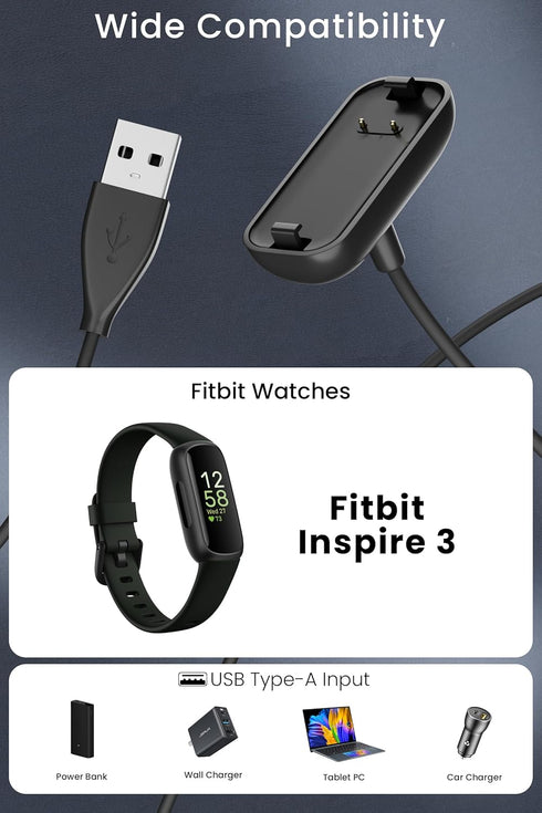 Compatible for Fitbit Inspire 3 Charger Replacement 3.3ft USB Fast Charging Cable for Fitbit Inspire 3 Accessories