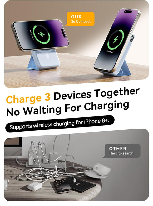 Gxorul 10000mAh 20W Pack, 17/16/15/14, Magnetic Portable Charger, Wireless Power Bank with USB-C Fast Charging