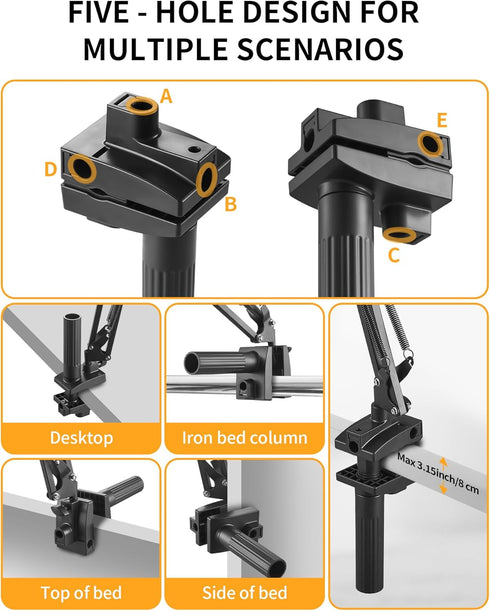 Phone Holder for Bed Desk, Flexible Camera Arm Desk Mount Clamp with Phone Holder and Ball Head, Overhead Tripod Mount